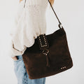 Rosemary Suede Bucket Bag in Chocolate