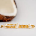 18K Gold PVD 8mm Kiska Glass Pearl Beaded Stretch Bracelet