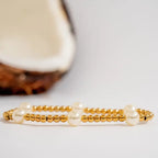 18K Gold PVD 8mm Kiska Glass Pearl Beaded Stretch Bracelet