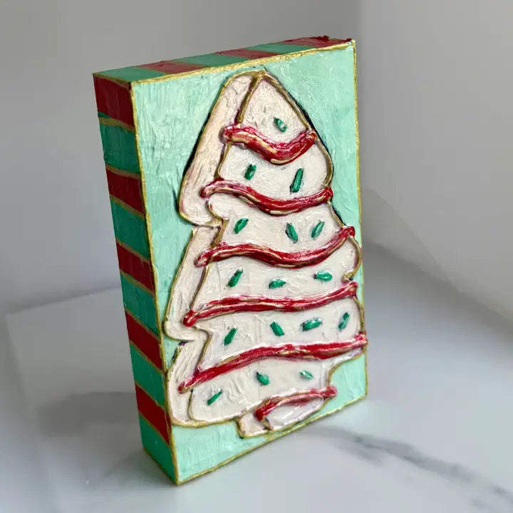 Christmas Tree Cake Handpainted Art