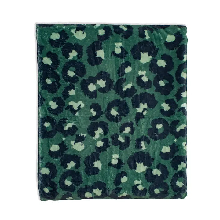 Green & Navy Leopard Throw