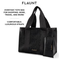 Black Crocodile Leather Everyday Tote Bag with Pouch
