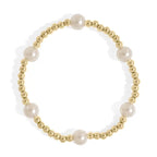 18K Gold PVD 8mm Kiska Glass Pearl Beaded Stretch Bracelet