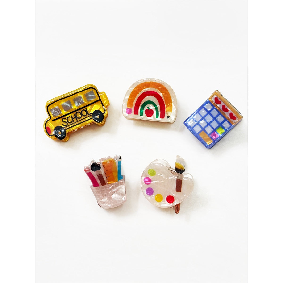 School Themed Mini Hair Claw Clips