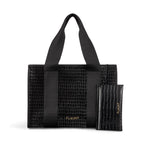 Black Crocodile Leather Everyday Tote Bag with Pouch