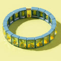 Estelle Enamel Stretch Bracelet in Slate with  Green XL Rectangle Stones