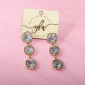 Clear Crystal Triple Drop Earrings