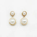Double Pearl Frame Drop Earrings