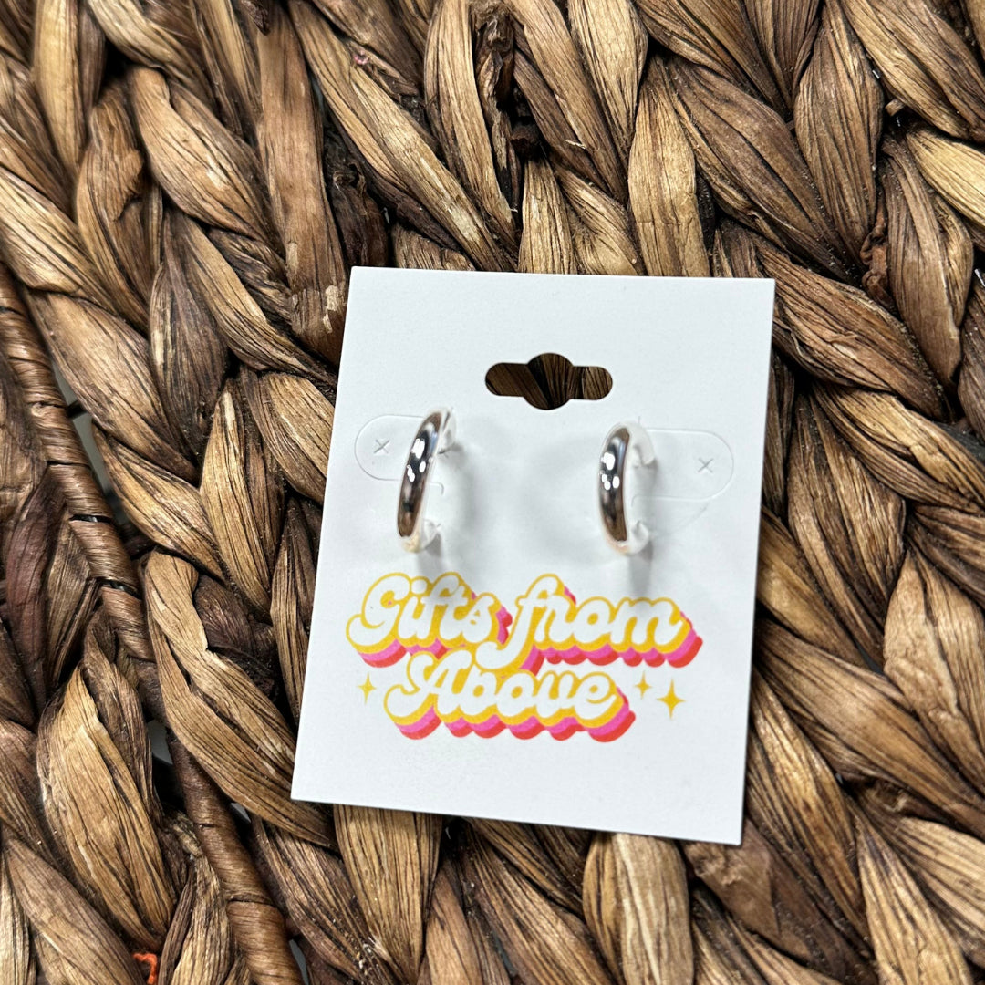 Thin Silver Hoop Earrings - Water Resistant