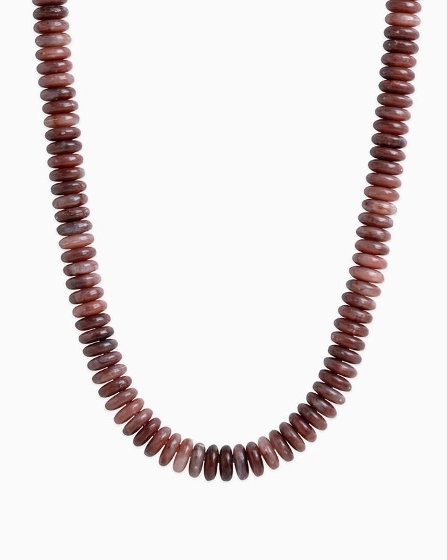Neutral Color Wide Marble Beaded Necklace-Burgundy