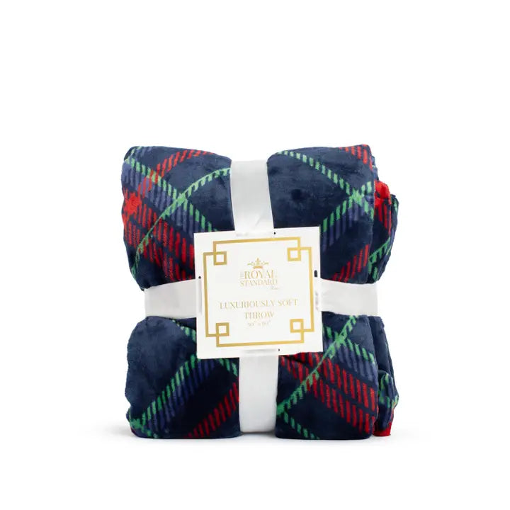 Navy Plaid Throw