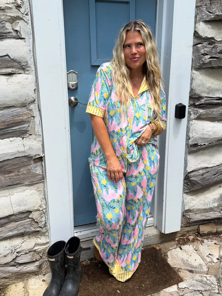 Pink Chickens Luxe Pajama Set