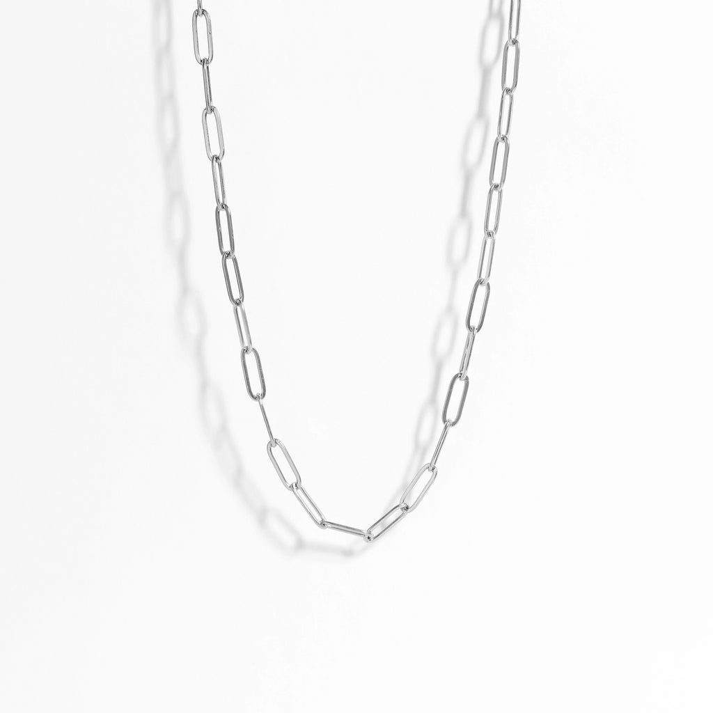 Stainless Steel Paperclip Chain Necklace 16"