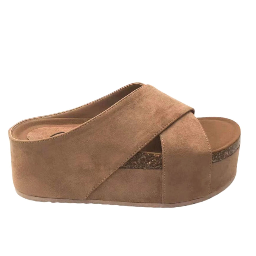 Nina Suede Crisscross Platform Sandals