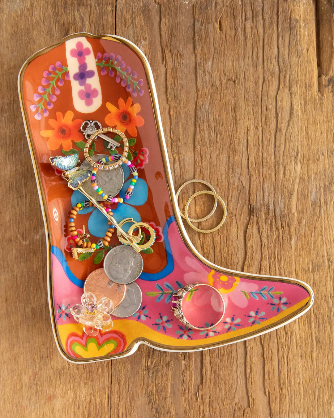 Artsy Ceramic Boot Trinket Tray by Natural Life