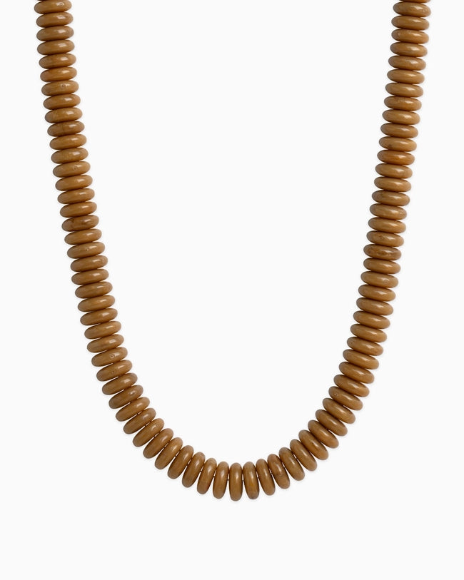 Neutral Color Wide Marble Beaded Necklace-Brown