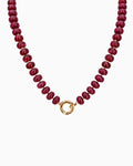 Marble Bead Toggle Clasp Statement Necklace- Burgundy