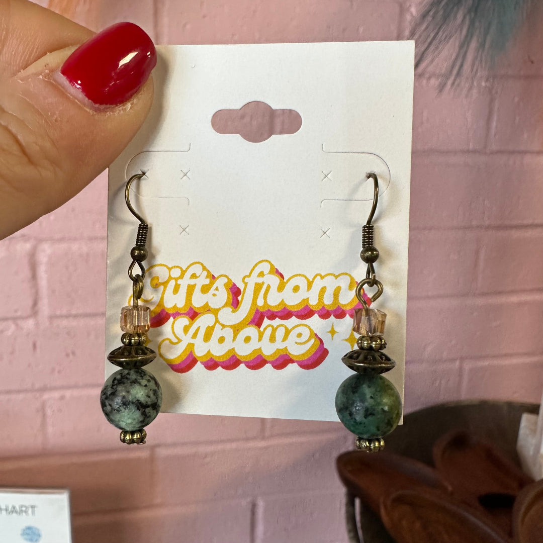 Natural Stone Beaded Earrings in Jade