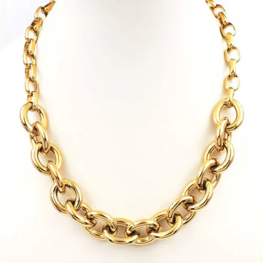 Bold Gold Chain Necklace - Water Resistant