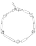 Stainless Steel Rhinestone Paperclip Bracelet - Water Resistant