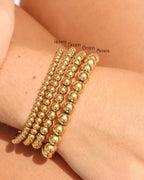 6mm Gold Beaded Stretch Bracelet - Water Resistant