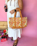 Orange Woven Jute Tote