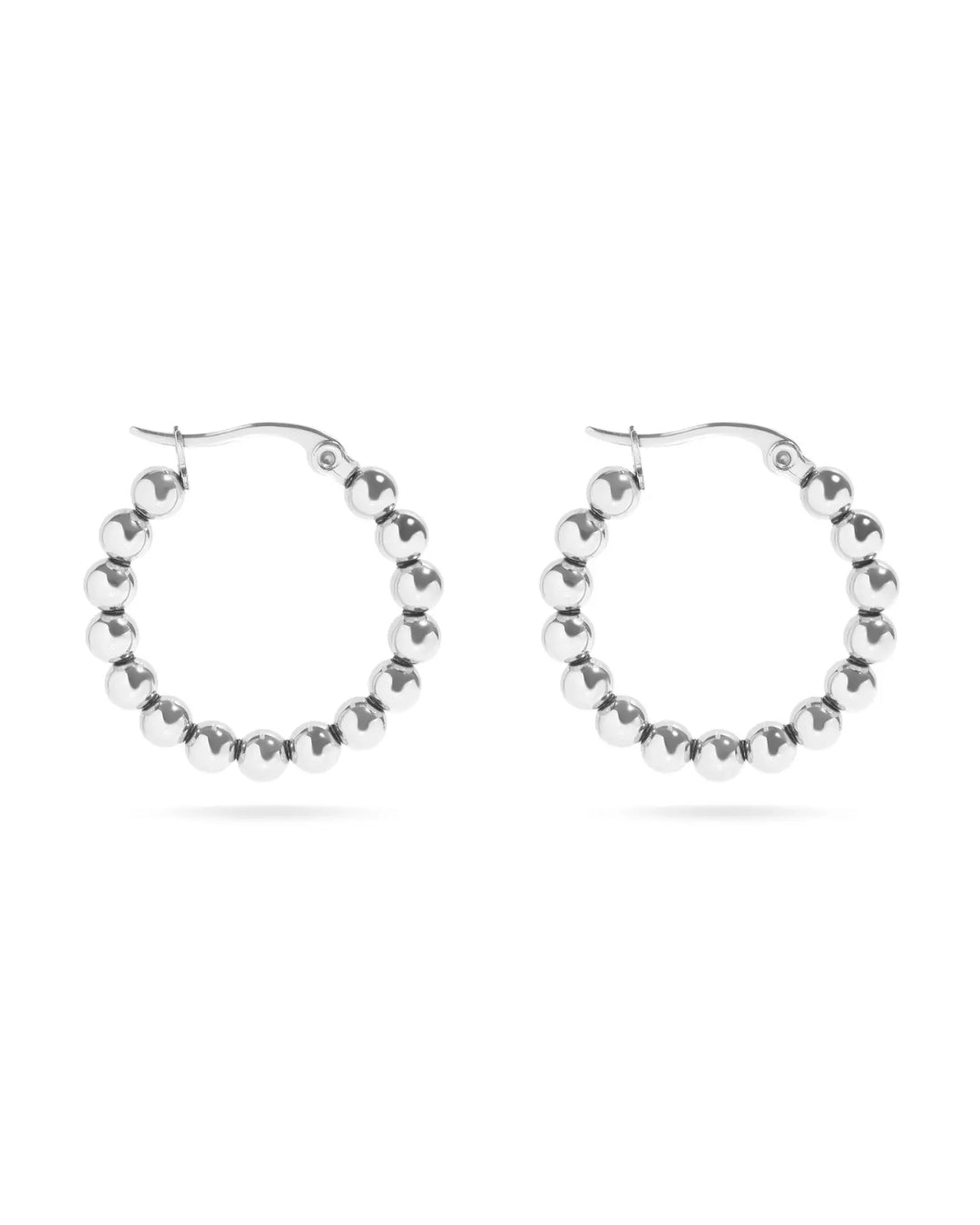 Stainless Steel Circle Ball Hoop Earrings - Water Resistant