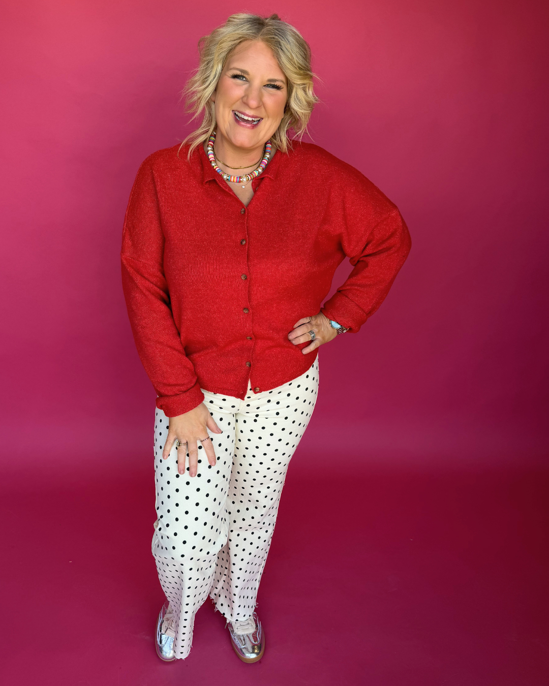 Sweet Escape Cardigan in Ruby