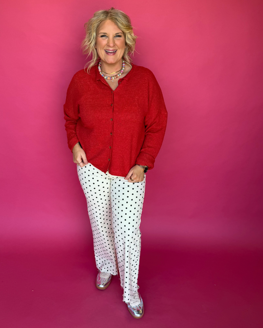 Sweet Escape Cardigan in Ruby