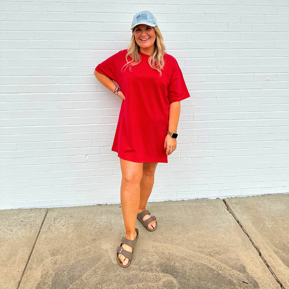 Anita T-Shirt Dress in Ruby