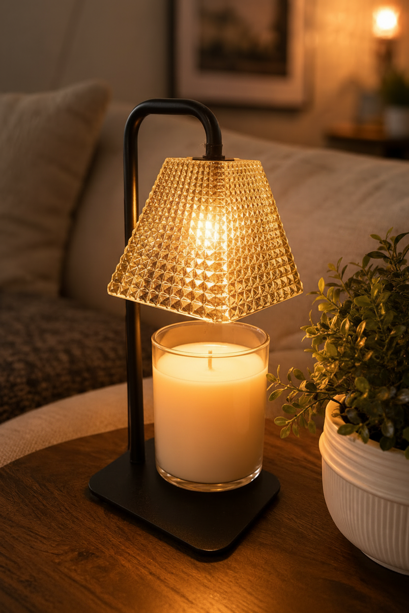 Candle Lamp Smoke  with Black Base