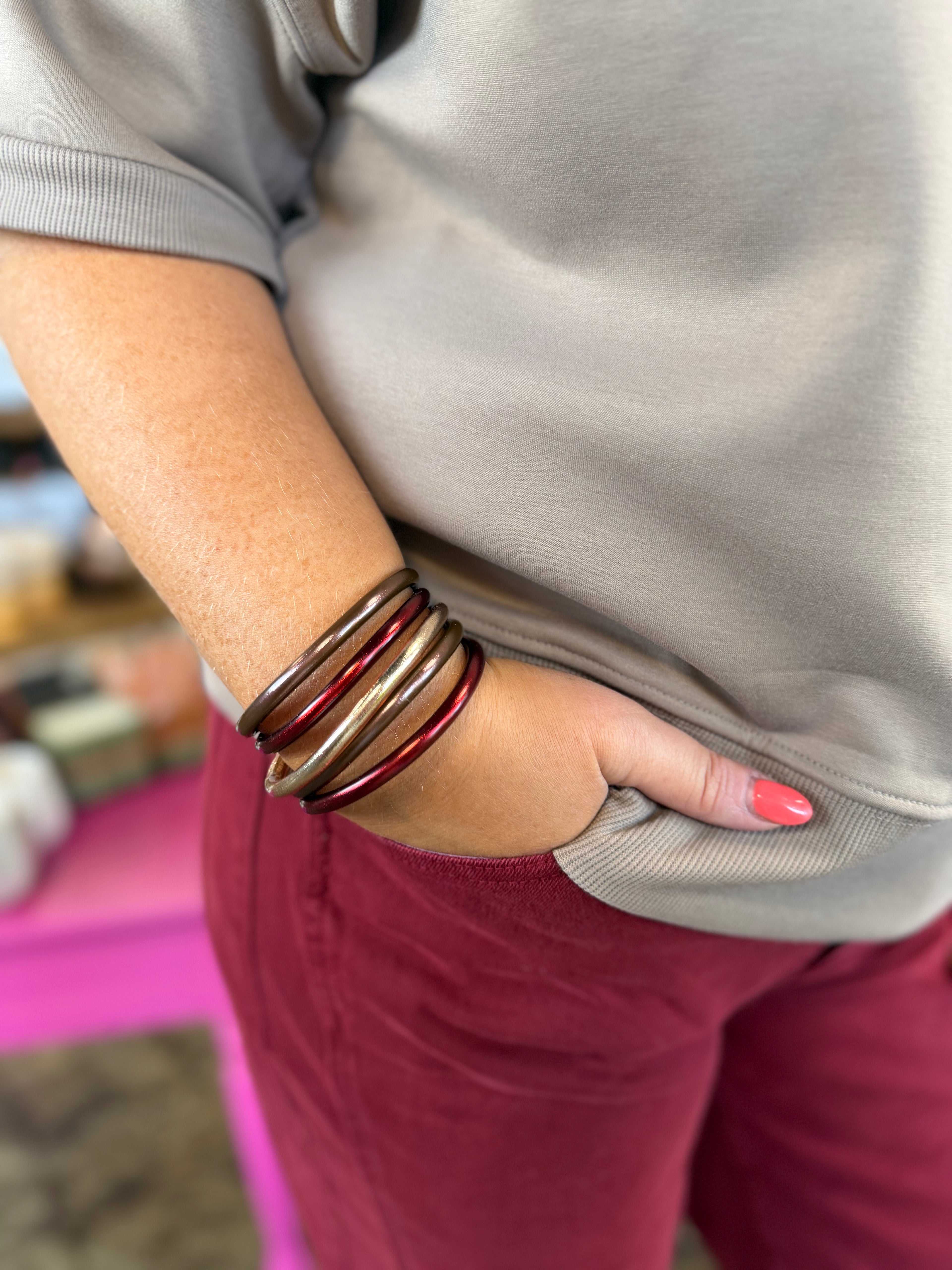 Golden Hour Denim in Dark Burgundy