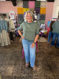 Cozy Beginning Top in Light Olive With Ash Jade