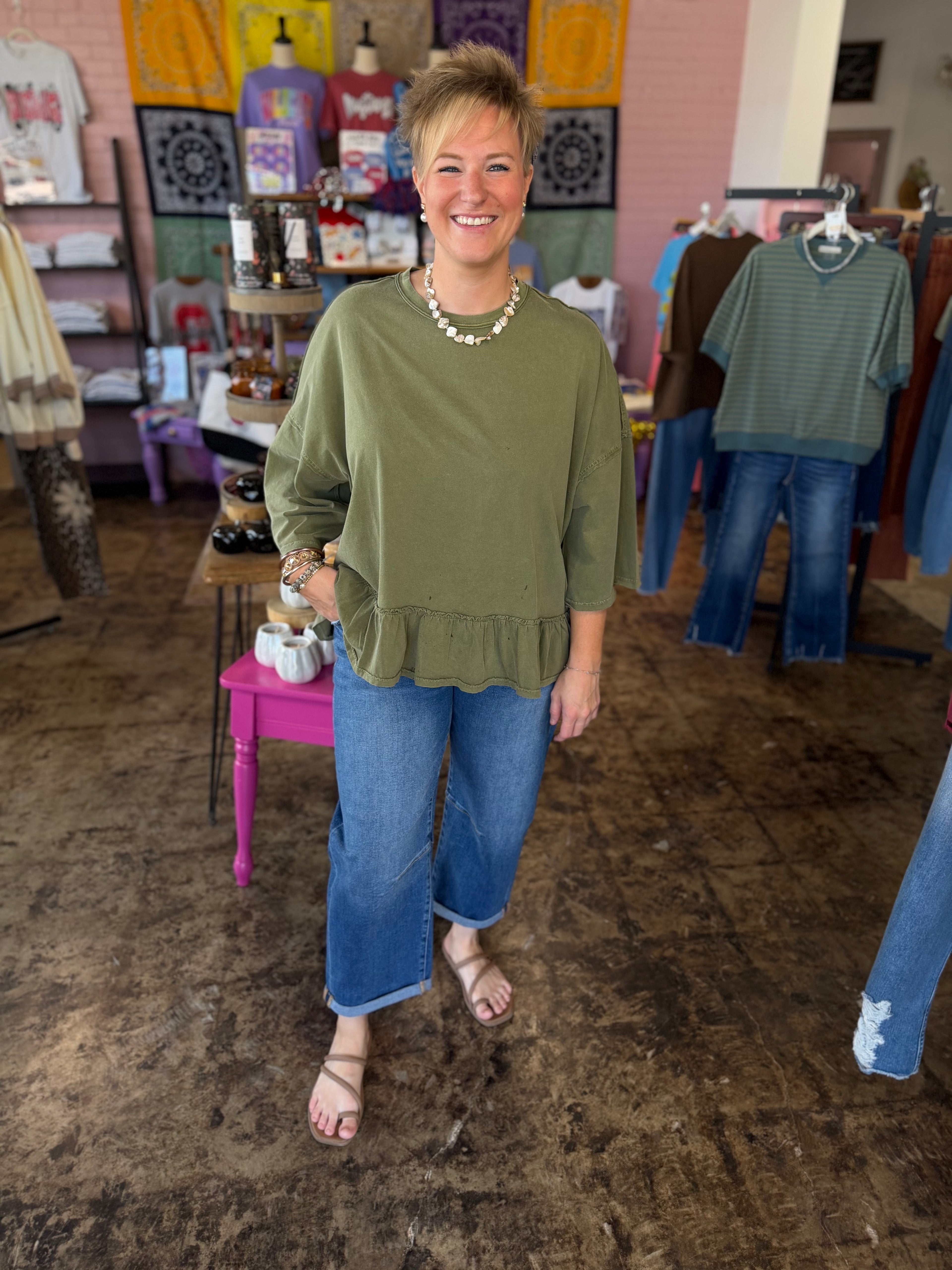 The Willow Top in Olive
