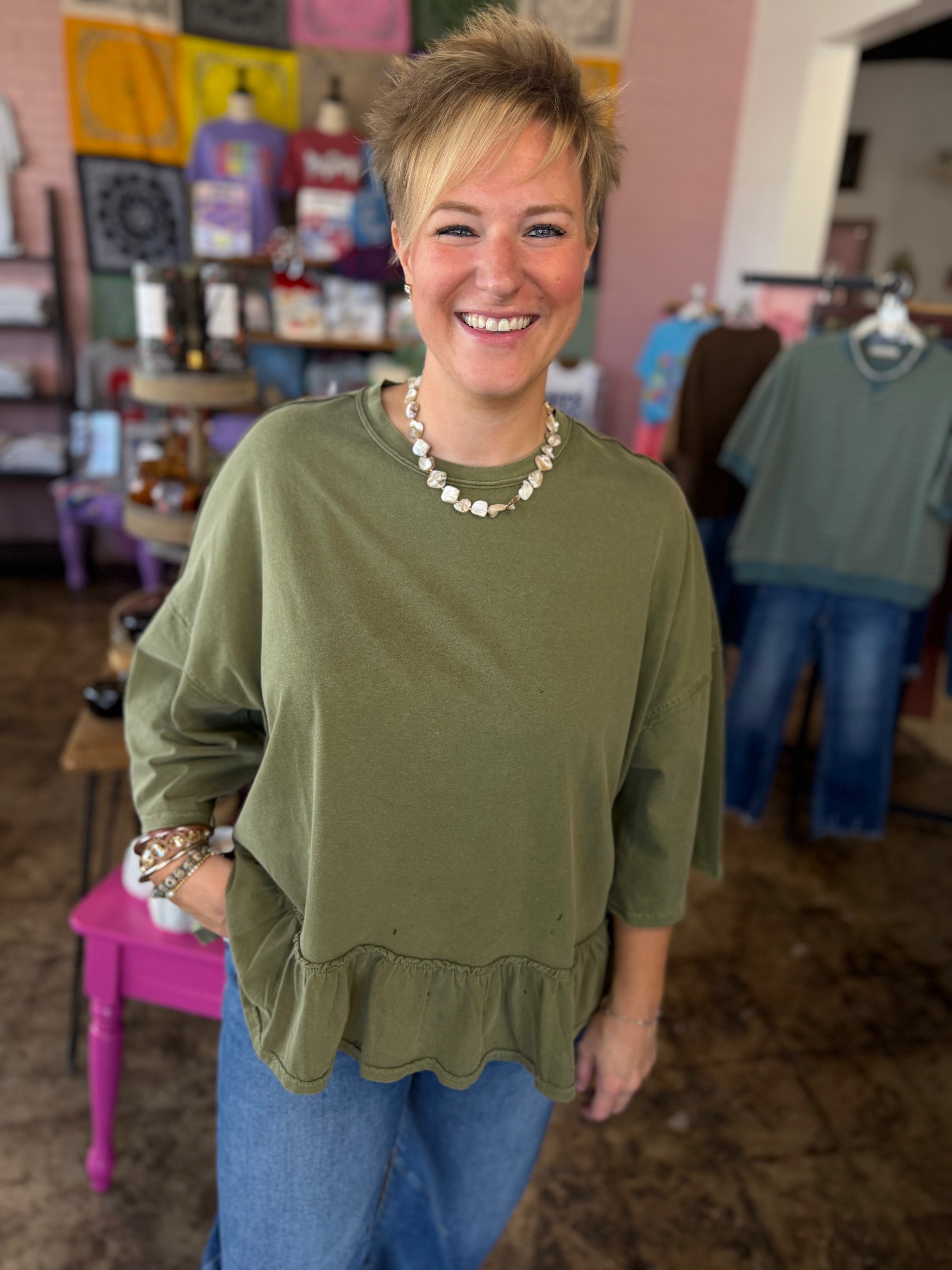 The Willow Top in Olive