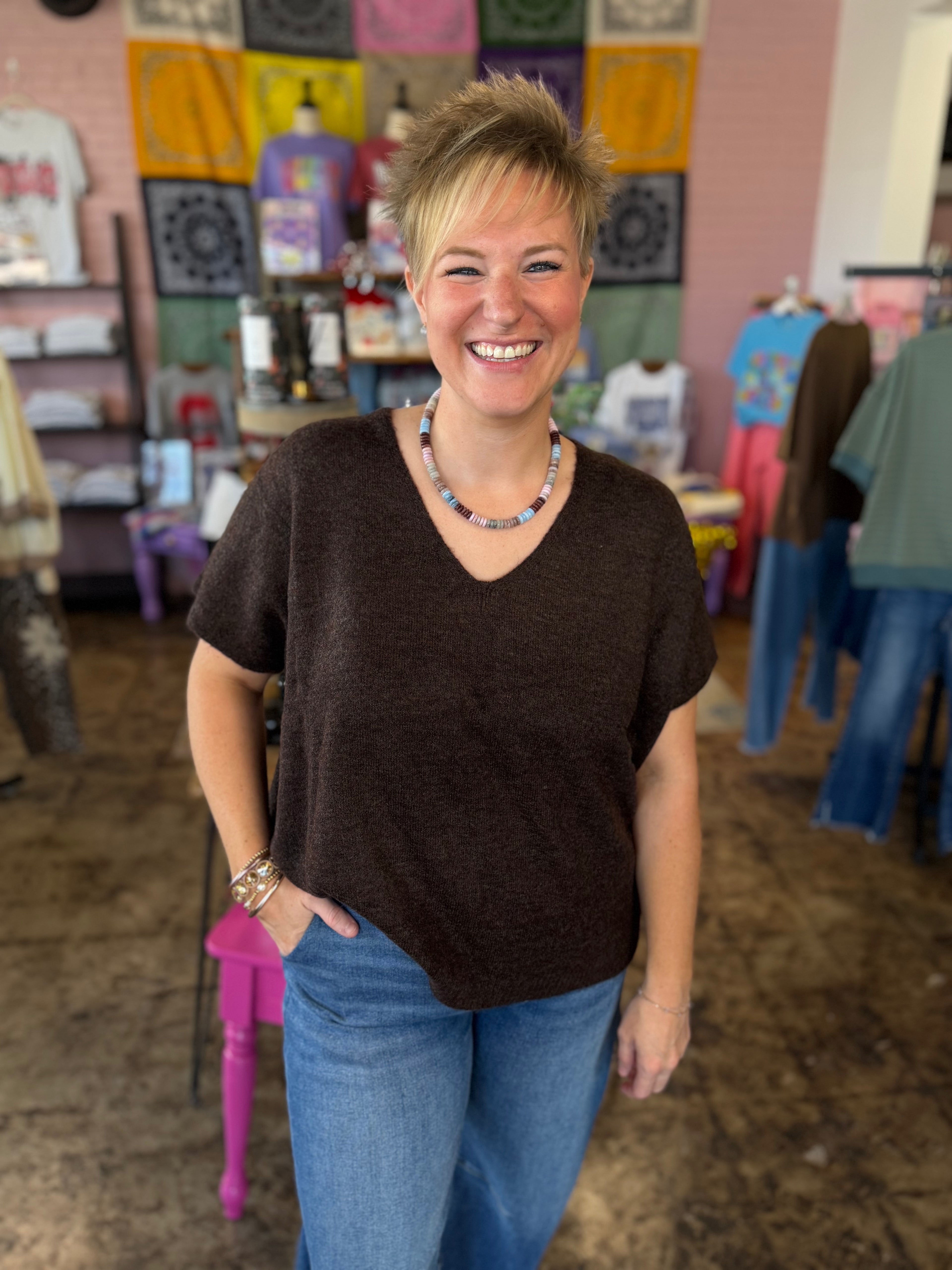 Laid Back Living Sweater in Dk Brown