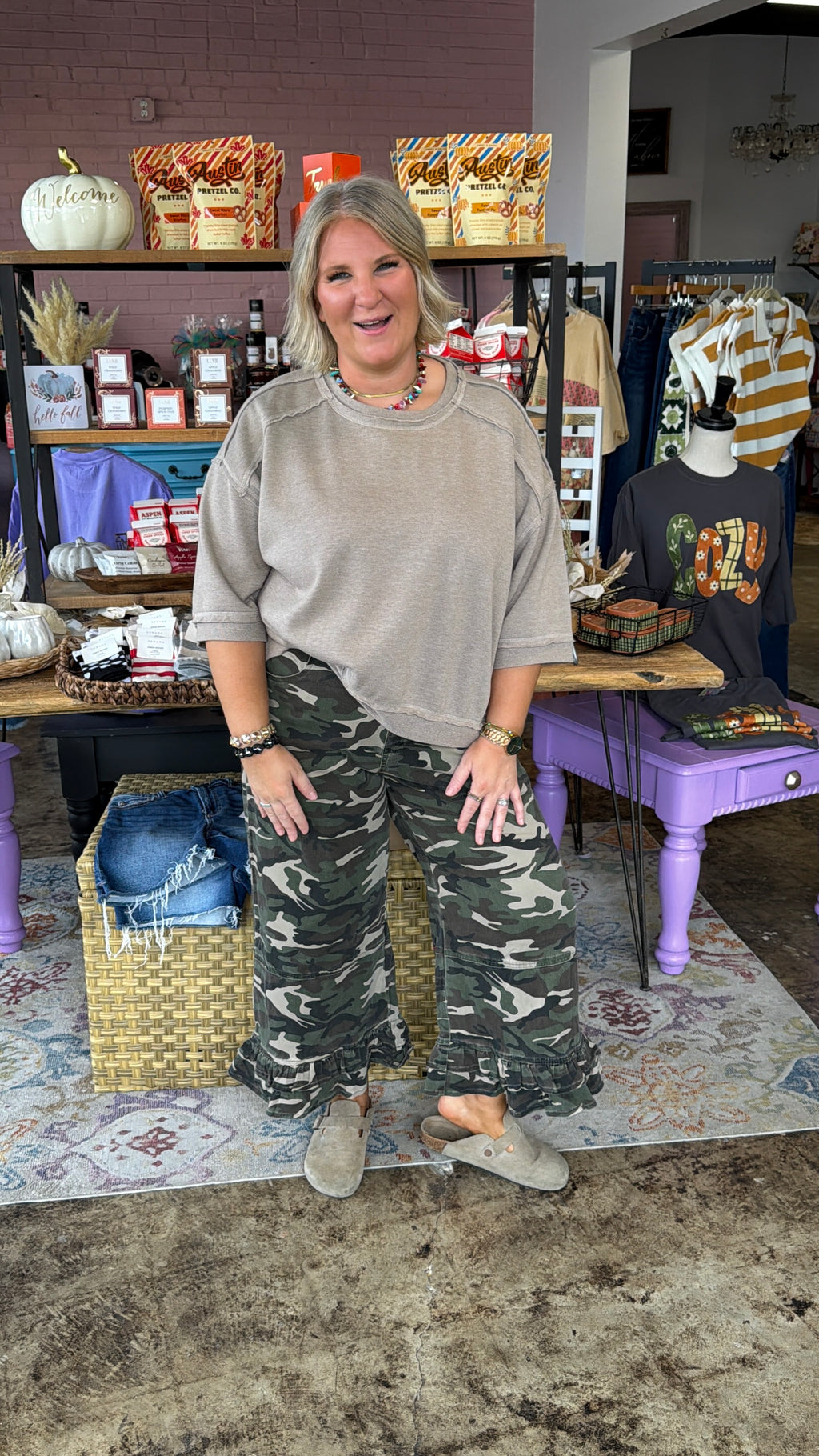 Ruffled Charm Camo Denim