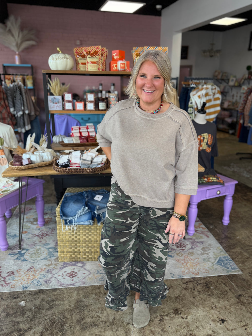 Ruffled Charm Camo Denim