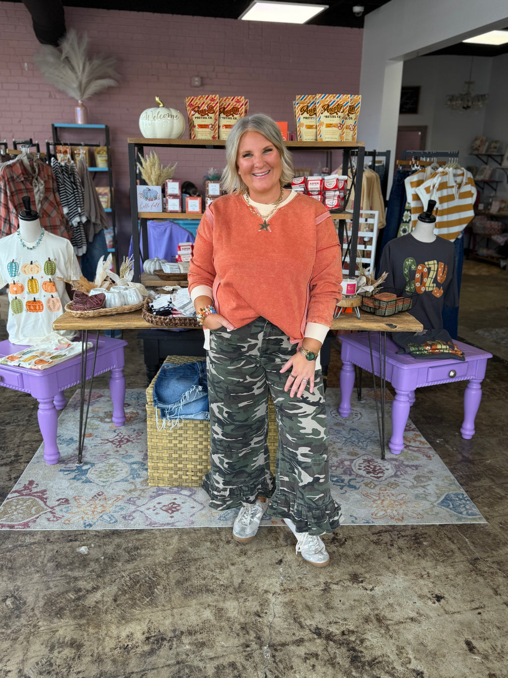 Wherever You Wander Top in  Burnt Orange