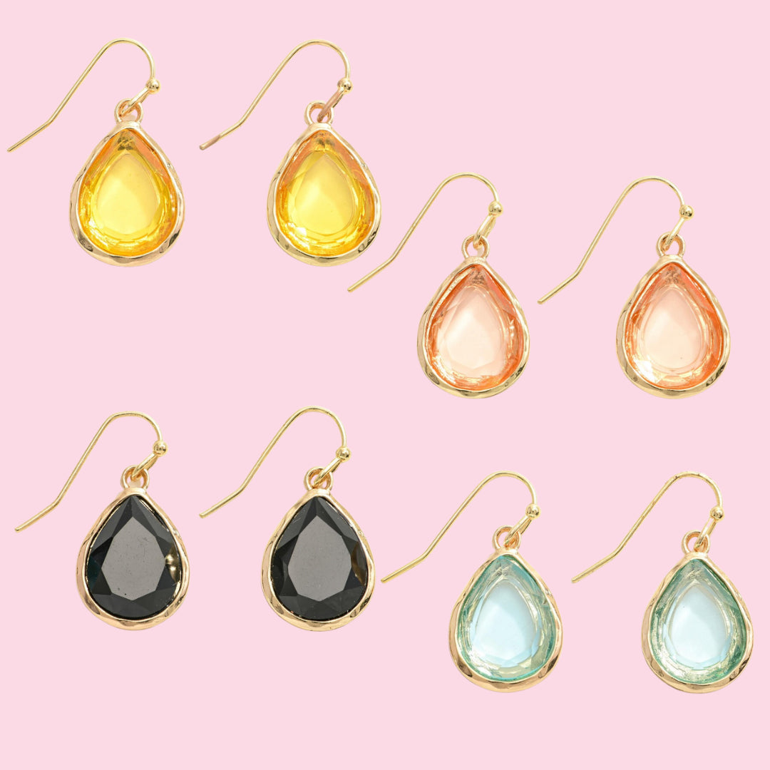 Simple Teardrop Rhinestone Drop Earrings