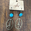 Turquoise Stone Peace Sign Earrings