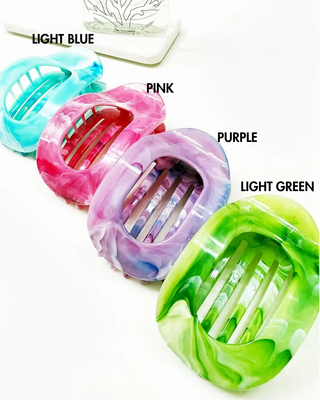 Bright Marble Color Flat Hair Clips