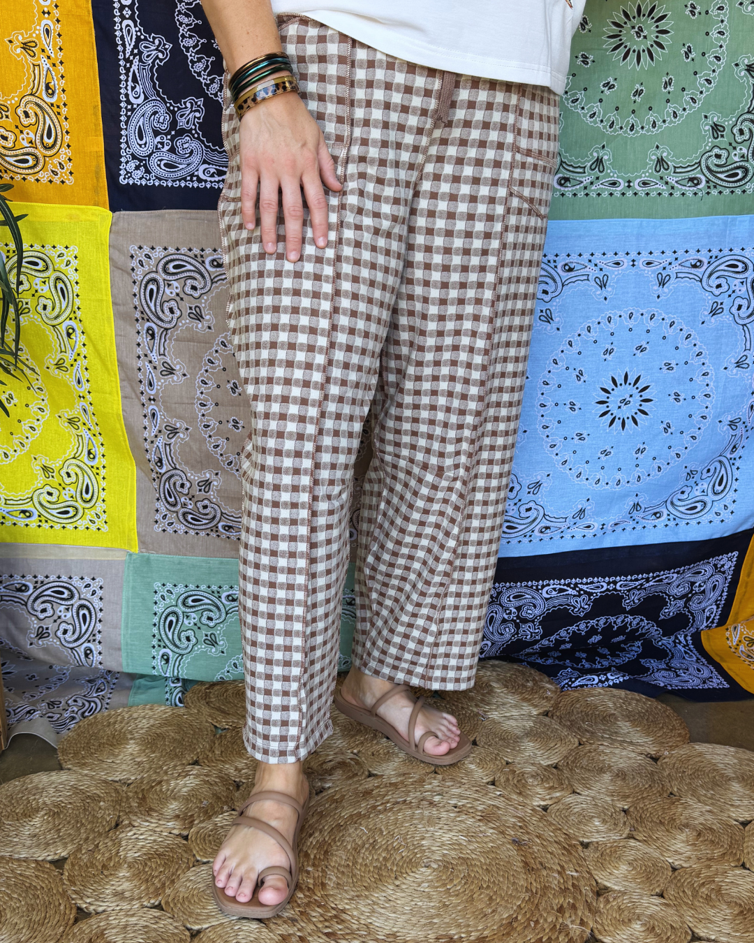 The Boho Check Barrel Pants