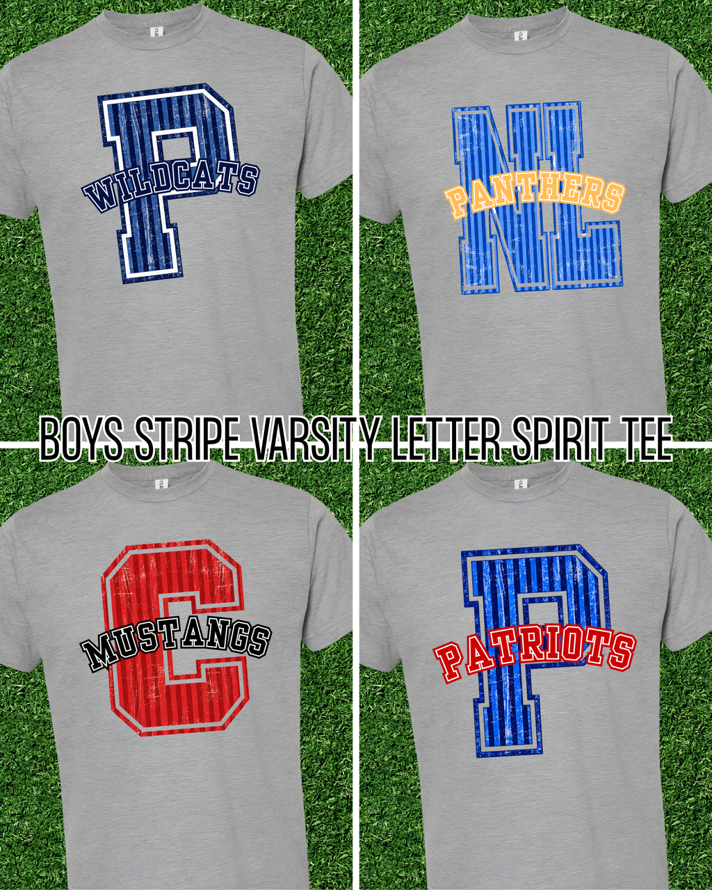 Boys Stripe Varsity Spirit Letter Tee