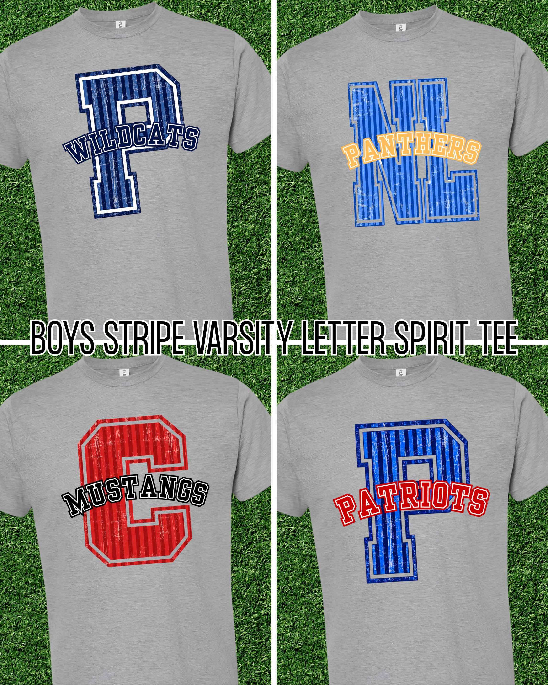 Boys Stripe Varsity Spirit Letter Tee