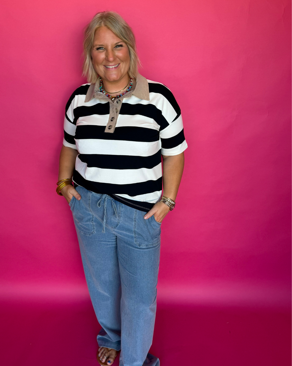 Main Street Stripe Top in Black