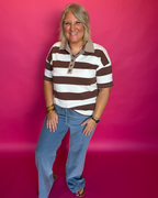Main Street Stripe Top in Brown