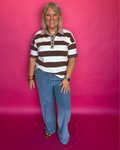 Main Street Stripe Top in Brown
