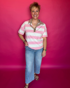 Main Street Stripe Top in Pink