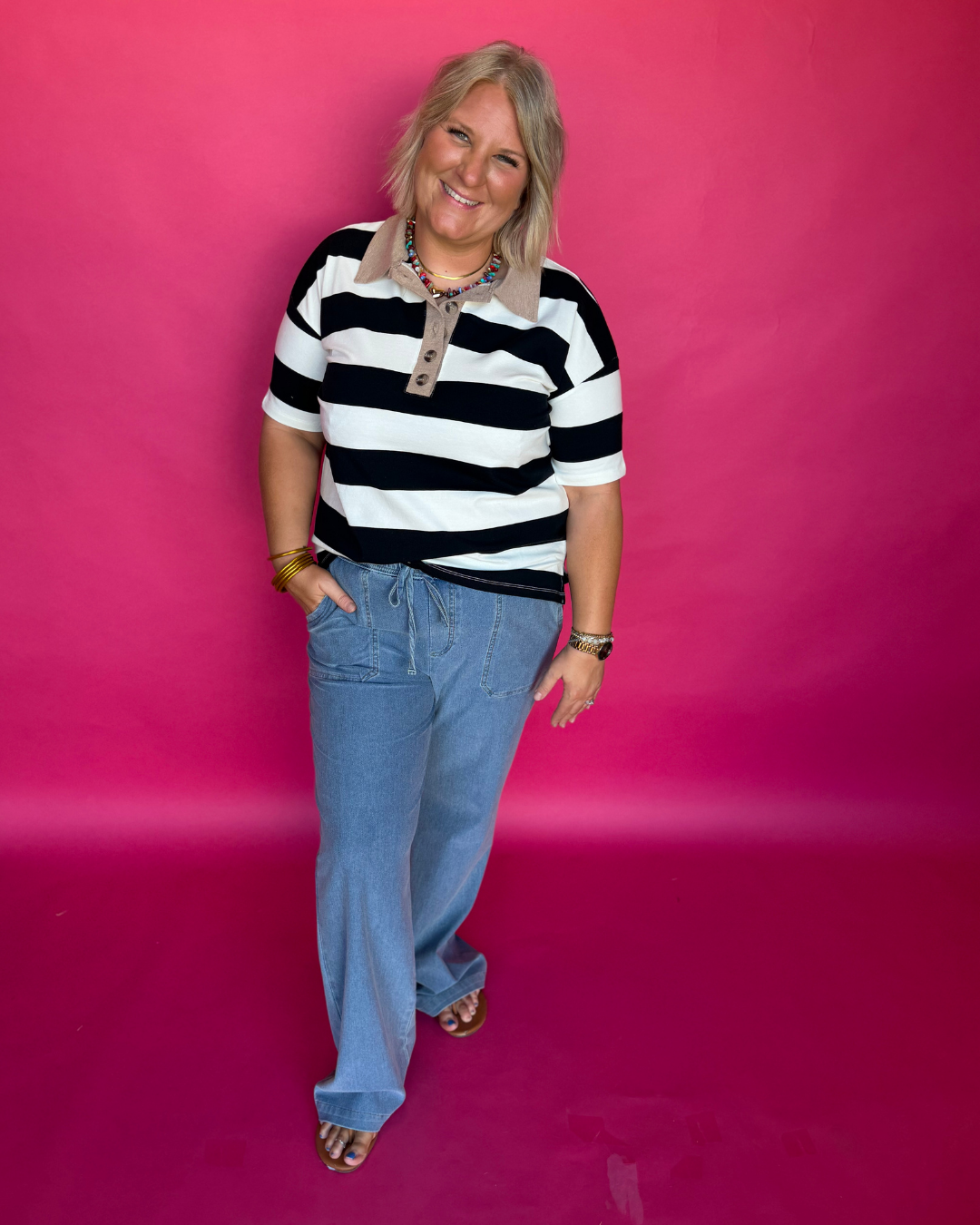 Main Street Stripe Top in Black